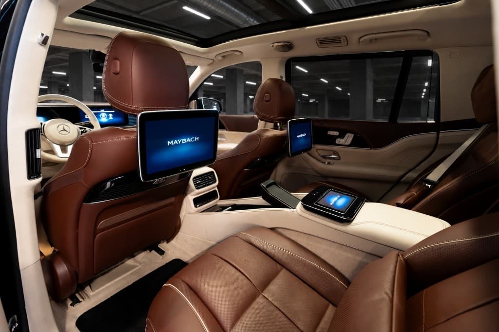 Rear cabin of a chauffeured Mercedes-Maybach GLS